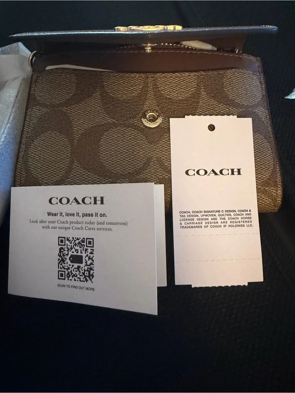 Coach Brown Leather Envelope Wallet / Bag  with Gold Logo NWT